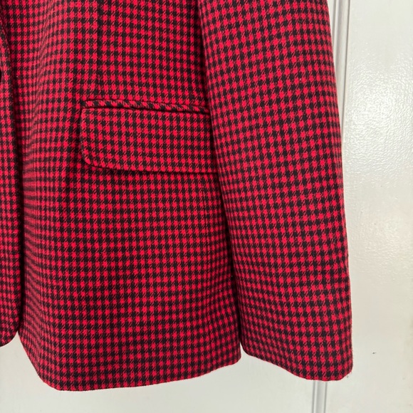 Pendleton Women's Wool Red Checkered Blazer Vintage Size 12 - Picture 6 of 15